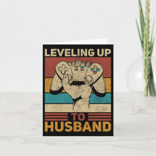 Levelling Up To Husband Retro Gamer Tee Groom Bach Card