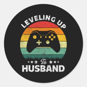 Levelling Up To Husbynd Gift Engagement For Video Classic Round Sticker