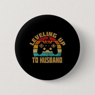 Levelling Up To Husnd Newlywed Groom Video Game Lo 6 Cm Round Badge