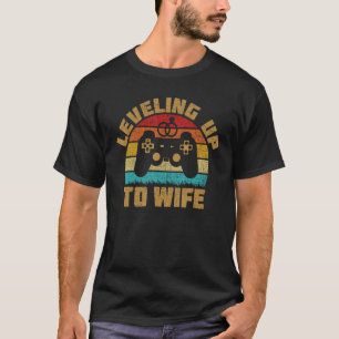 Levelling Up To Wife Funny Bride Gamer Couples Mat T-Shirt