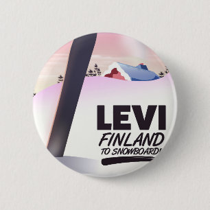 Levi Finland Snowboarding travel poster 6 Cm Round Badge