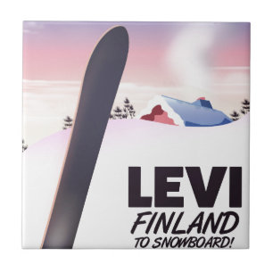 Levi Finland Snowboarding travel poster Ceramic Tile