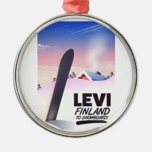 Levi Finland Snowboarding travel poster Metal Tree Decoration