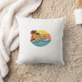 Levi Retro Sunset Name Design Cushion