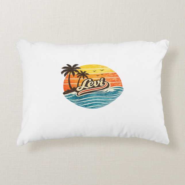 Levi Retro Sunset Name Design Decorative Cushion (Front)