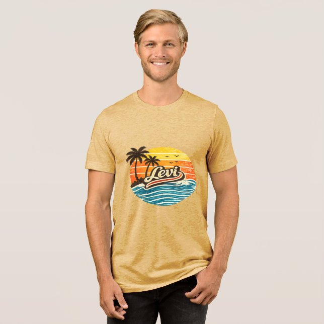 Levi Retro Sunset Name Design Tri-Blend Shirt (Front Full)