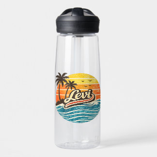Levi Retro Sunset Name Design Water Bottle