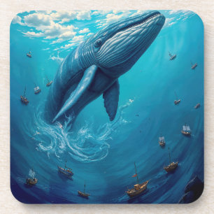 Leviathan’s Flight to Freedom – Surreal Whale Art Coaster