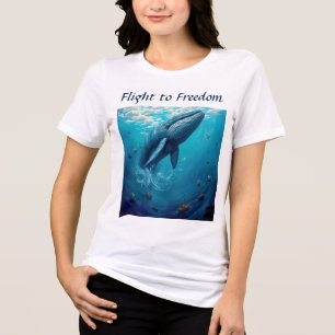 Leviathan’s Flight to Freedom – Surreal Whale Art Tri-Blend Shirt