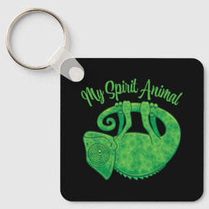 Levitating Lizard Chameleon Spirit Animal Key Ring