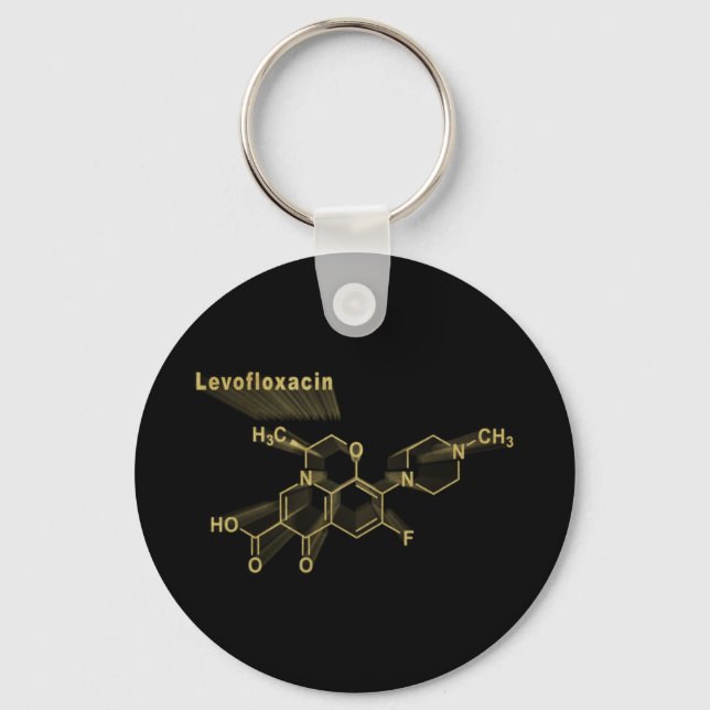 Levofloxacin antibiotic drug, gold formula key ring (Front)