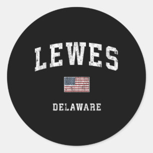 Lewes Delaware De American Flag Sports Classic Round Sticker