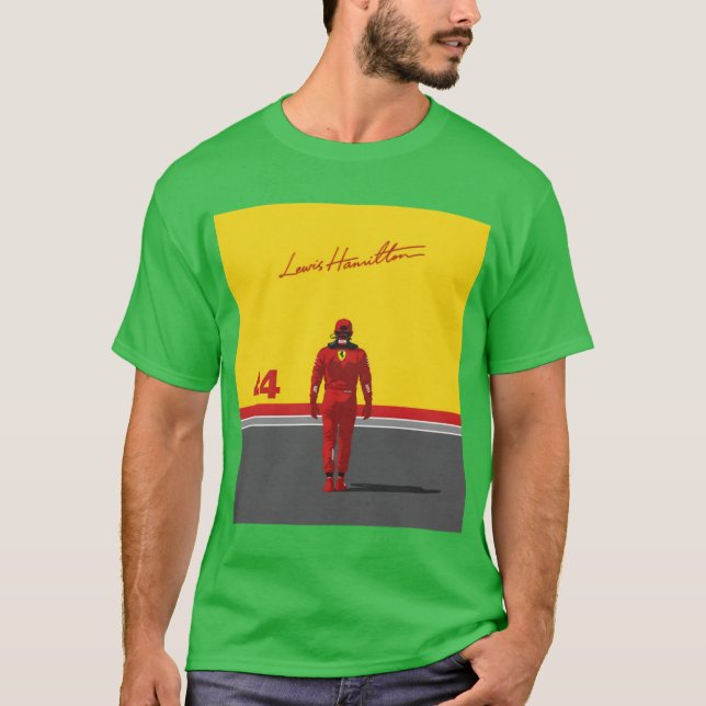 Lewis 2025 Ferrari Arrival Art 44 Driver Portrait  T-Shirt (Front)