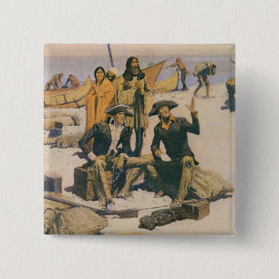 Lewis and Clark at the Columbia River 15 Cm Square Badge