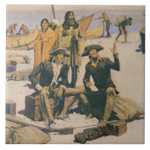 Lewis and Clark at the Columbia River Tile