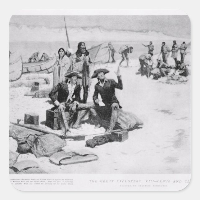Lewis and Clark at the mouth of the Columbia Square Sticker (Front)