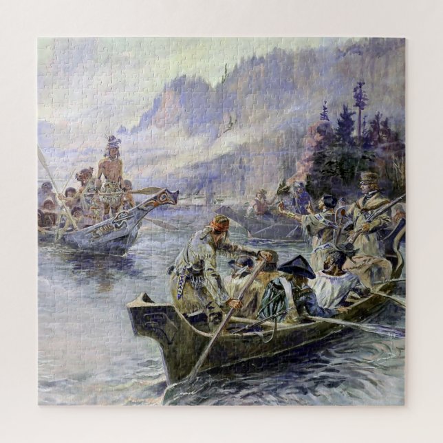 “Lewis and Clark” by Charles M Russell Jigsaw Puzzle (Vertical)