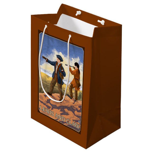 Lewis and Clark Exploring the West Medium Gift Bag (Front Angled)