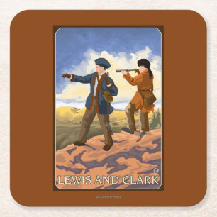 Lewis and Clark Exploring the West Square Paper Coaster