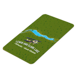 lewis and clark Lake map poster. Magnet