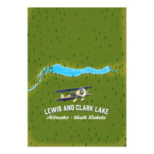 lewis and clark Lake map poster. Photo Print