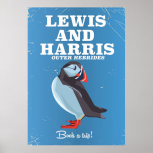 Lewis and Harris Scotland Puffin travel poster