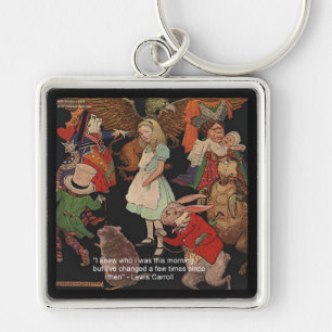 Lewis Carroll Illustration & Mind Change Quote Key Ring