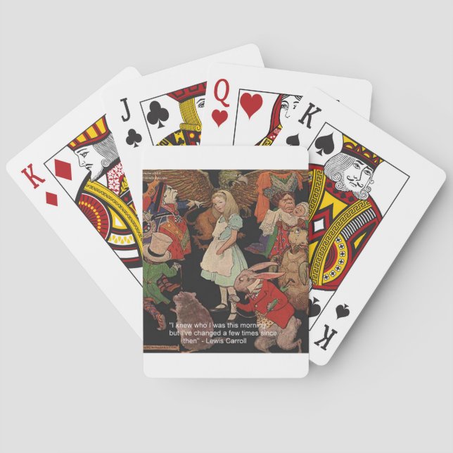 Lewis Carroll Illustration & Mind Change Quote Playing Cards (Back)