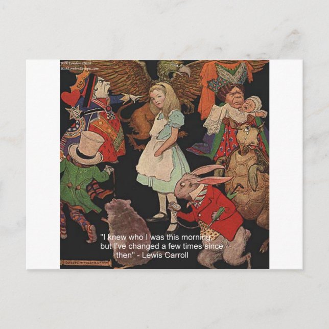 Lewis Carroll Illustration & Mind Change Quote Postcard (Front)