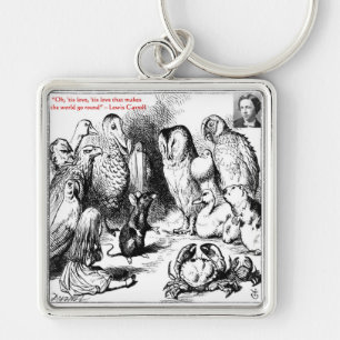 Lewis Carroll Looking Glass Illustration & Quote Key Ring