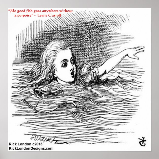 Lewis Carroll Looking Glass Illustration & Quote Poster (Front)