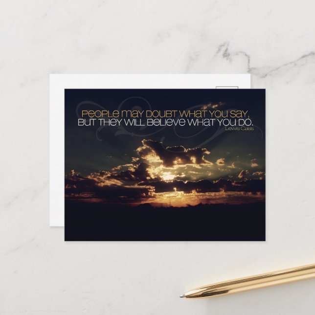Lewis Cass "Doubt" Inspirational Quote Postcard (Front/Back In Situ)