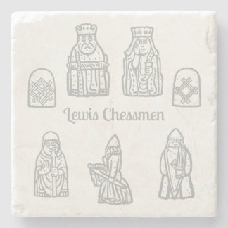 Lewis Chessmen in the Frontline Stone Coaster