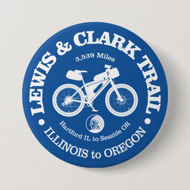 Lewis & Clark Trail (cycling) 7.5 Cm Round Badge (Front)