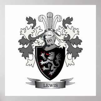 Lewis Family Crest Coat of Arms Poster