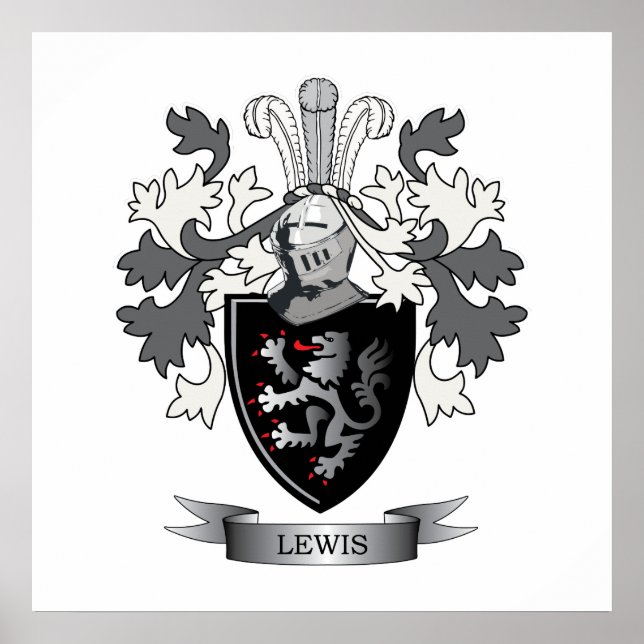 Lewis Family Crest Coat of Arms Poster (Front)