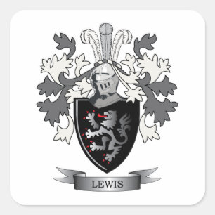 Lewis Family Crest Coat of Arms Square Sticker