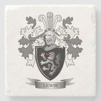 Lewis Family Crest Coat of Arms Stone Coaster