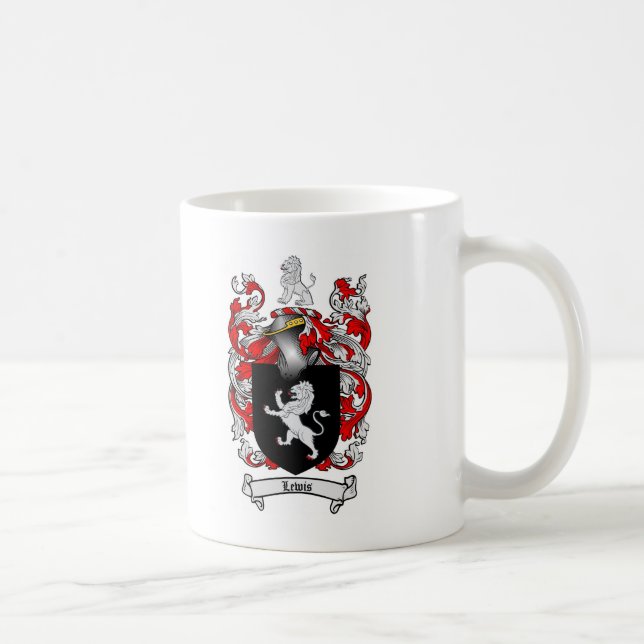 Lewis Family Crest - Lewis Coat of Arms Coffee Mug (Right)