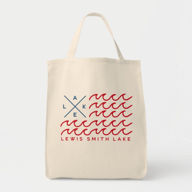 Lewis Smith Lake Flag Wave Tote Bag (Front)