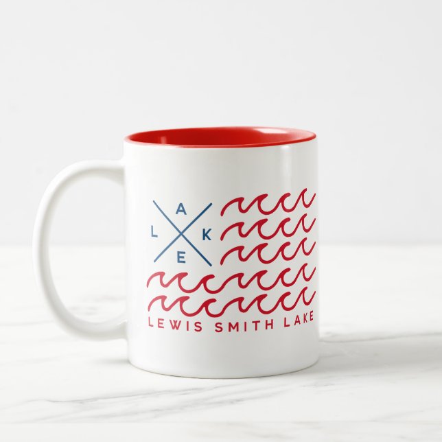 Lewis Smith Lake Wave Flag Mug (Left)