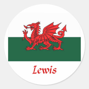 Lewis Welsh Flag Classic Round Sticker