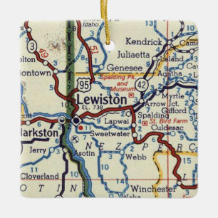 Lewiston Idaho Vintage Map Ceramic Ornament