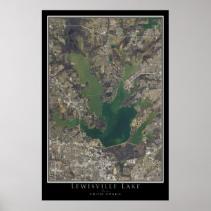 Lewisville Lake Texas Satellite Poster Map