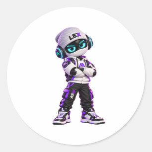 Lex Cool Futuristic AI Robot Character Sticker