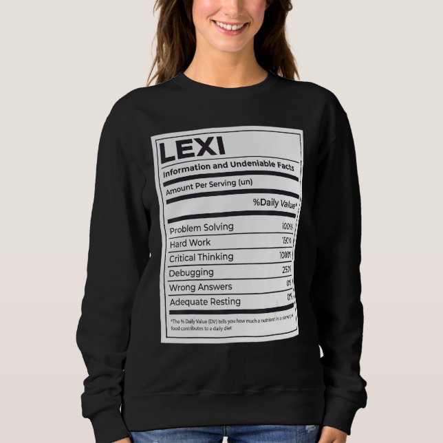 Lexi Nutrition Information Problem Solving Hard Wo Sweatshirt (Front)
