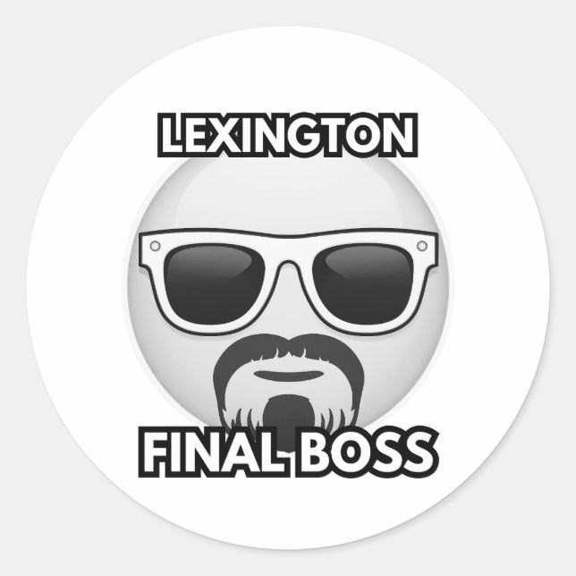 Lexington Final Boss Cool Emoji Classic Round Sticker (Front)