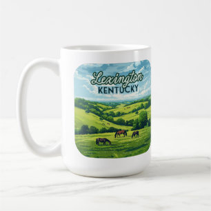 Lexington Kentucky Horses Bluegrass Farms Vintage Coffee Mug