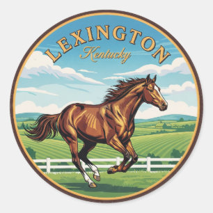 Lexington Kentucky Postcard Classic Round Sticker