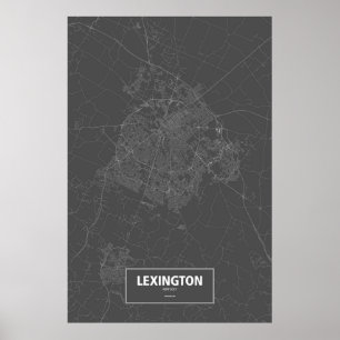 Lexington, Kentucky (white on black) Poster